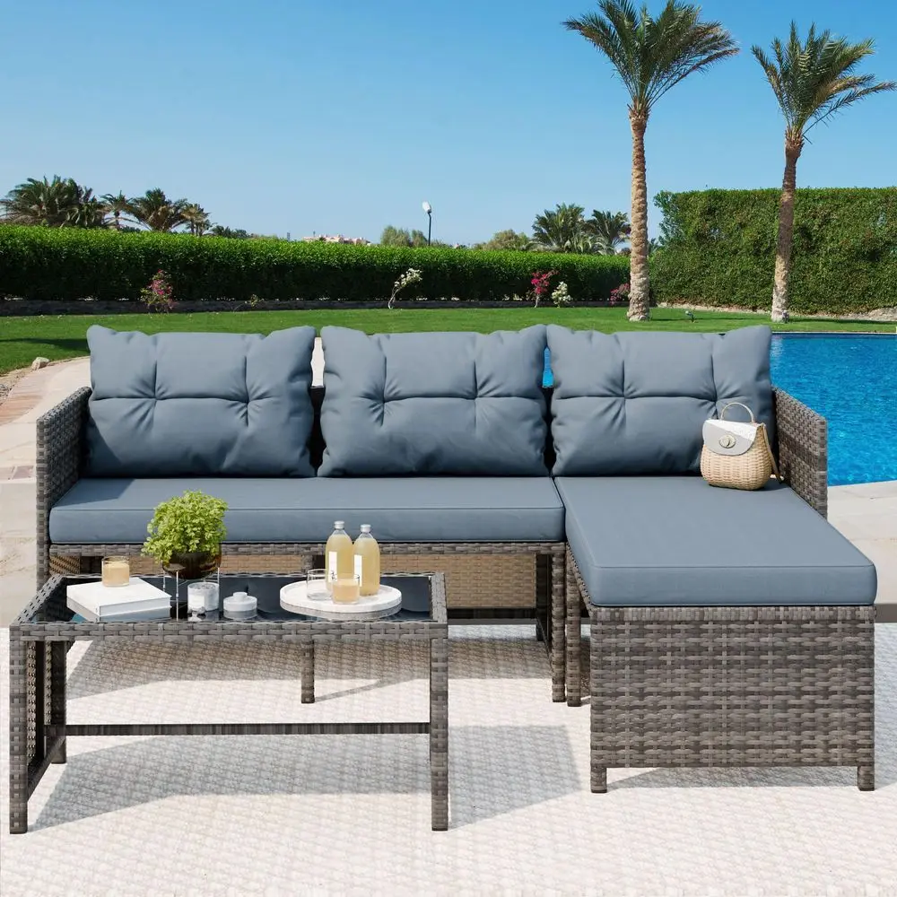 3 Pieces Patio Furniture Sets, AllWeather Wicker Outdoor Sofa Couch Sectional Set, Small Conversation Set for Patio, Garden w C
3 Pieces Patio Furniture Sets, AllWeather Wicker Outdoor Sofa Couch Sectional Set, Small Conversation Set for Patio, Garden w C