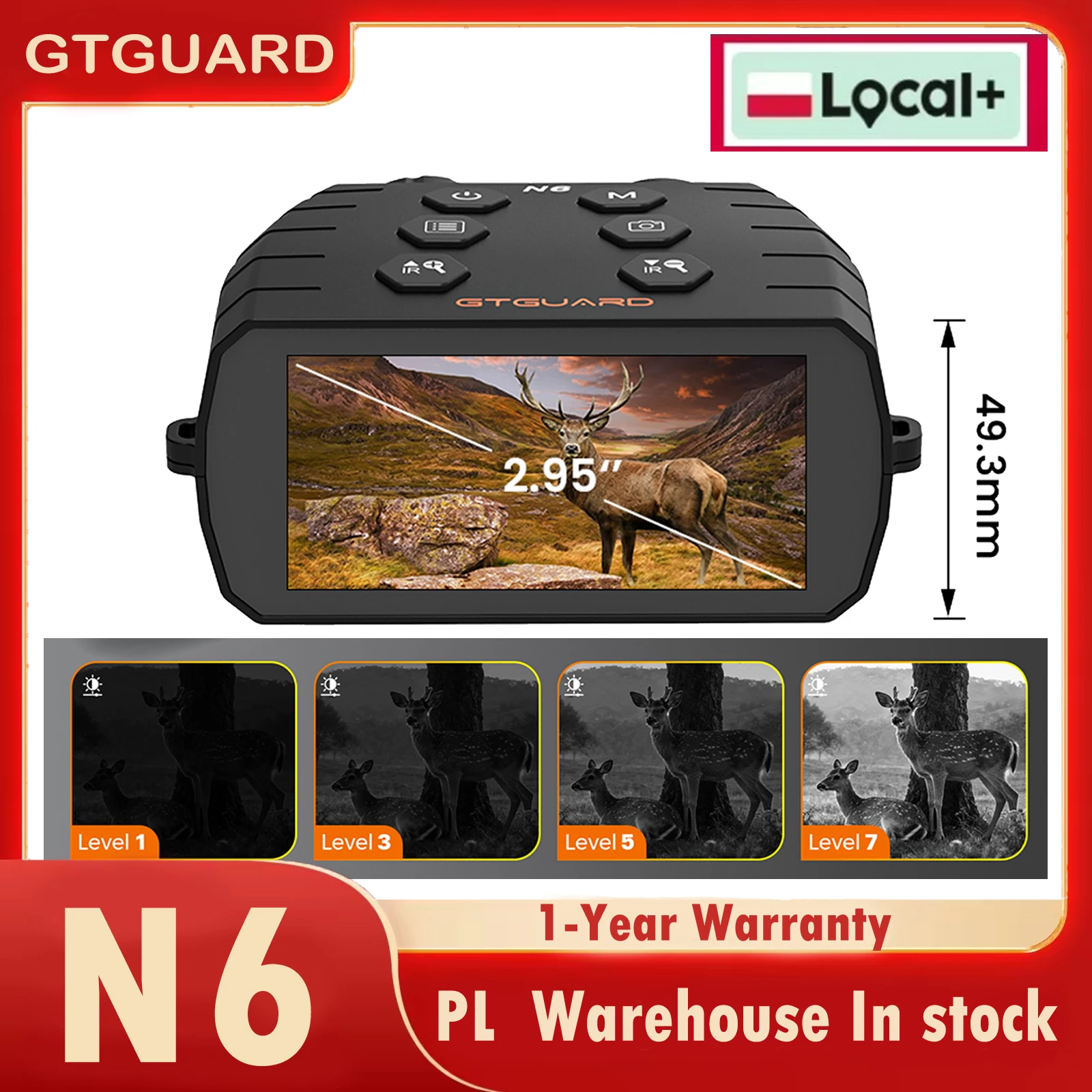 PL In Stock GTGUARD N6 1080PHD Night Vision Binoculars Goggles 5X Digital Zoom Infrared Outdoor Night-Visions Device Day/Night
PL In Stock GTGUARD N6 1080PHD Night Vision Binoculars Goggles 5X Digital Zoom Infrared Outdoor Night-Visions Device Day/Night