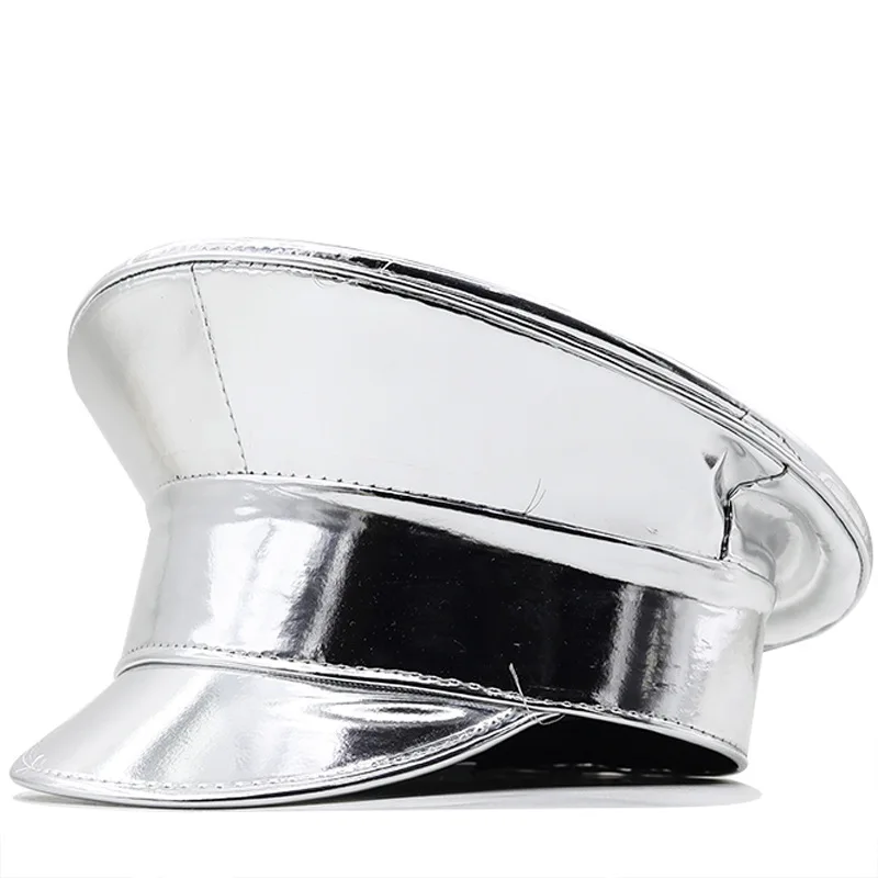 Cross-border Silver Laser Patent Leather Flat Hat Women's Party Pu Leather Navy Hat Cross-border Glossy Performance Beret
Cross-border Silver Laser Patent Leather Flat Hat Women's Party Pu Leather Navy Hat Cross-border Glossy Performance Beret