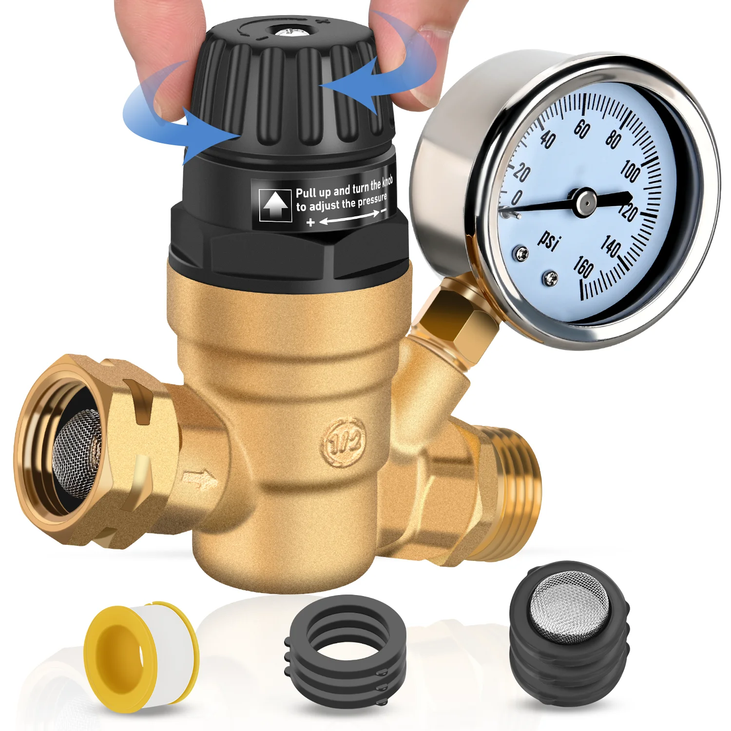 Nilight RV Water Pressure Regulator for RV Camper, Adjustable Handle Water Pressure Regulator Valve with Gauge and Inlet Screen Filter, Brass Lead-free Reducer Valve Filter for Camper Travel Trailer
Nilight RV Water Pressure Regulator for RV Camper, Adjustable Handle Water Pressure Regulator Valve with Gauge and Inlet Screen Filter, Brass Lead-free Reducer Valve Filter for Camper Travel Trailer