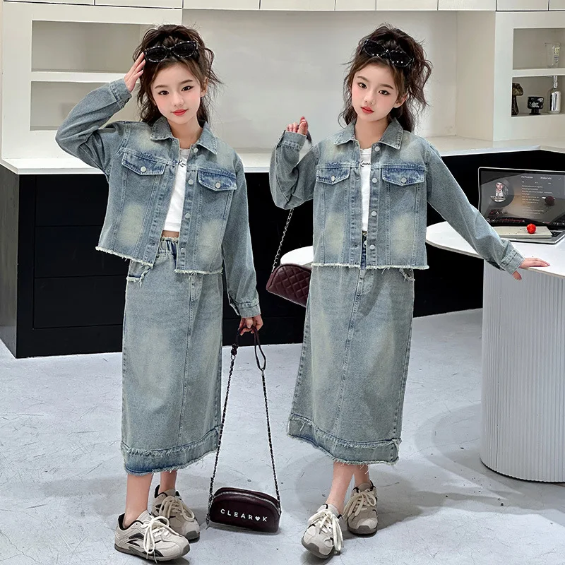 Fashion Cowgirl Denim Skirt and Jacket Set Kids Girl y2k Streetwear Jeans Outfit Child Two Piece Harajuku Gothic Clothing Suit
Fashion Cowgirl Denim Skirt and Jacket Set Kids Girl y2k Streetwear Jeans Outfit Child Two Piece Harajuku Gothic Clothing Suit