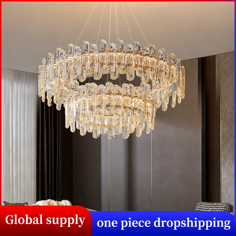 Современная хрустальная люстра для гостиной, подвесной светильник для столовой, светодиодные подвесные светильники для виллы с высокими потолками, освещение, люстра
Современная хрустальная люстра для гостиной, подвесной светильник для столовой, светодиодные подвесные светильники для виллы с высокими потолками, освещение, люстра