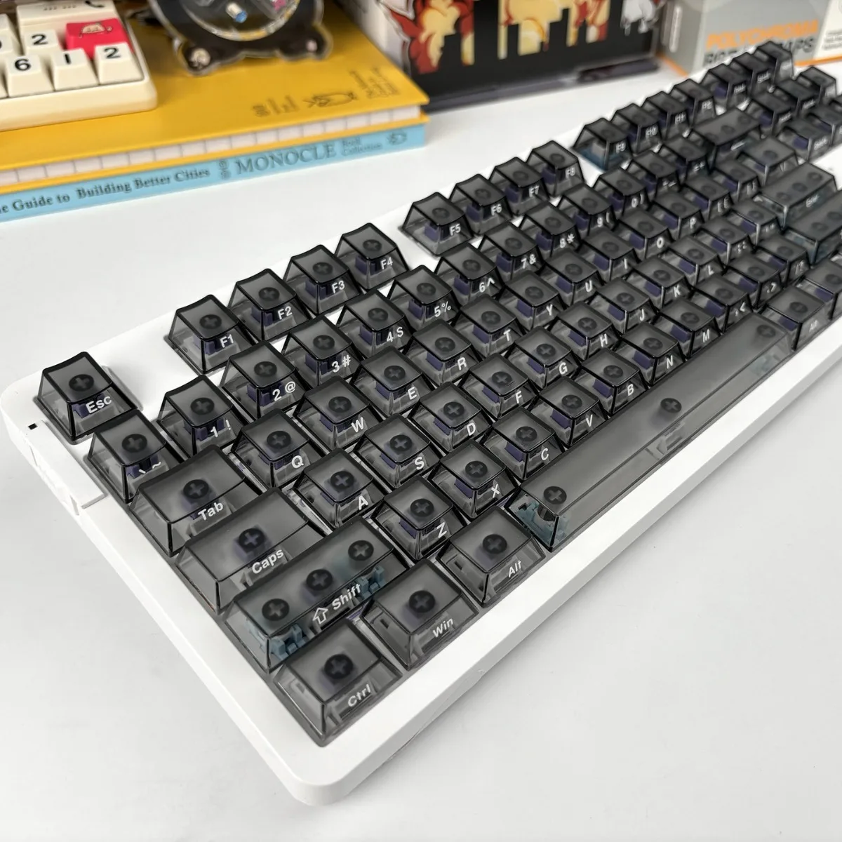Original transparent luminous side engraved printed characters mechanical keyboard transparent keycap 123 key full set
Original transparent luminous side engraved printed characters mechanical keyboard transparent keycap 123 key full set