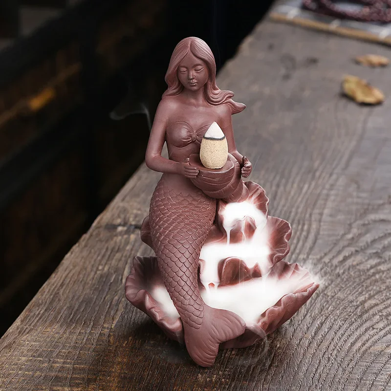 Mermaid Ceramic Incense Holder Backflow with 20 Cones Artwork Home Decor Figurine Aromatherapy Gifts
Mermaid Ceramic Incense Holder Backflow with 20 Cones Artwork Home Decor Figurine Aromatherapy Gifts