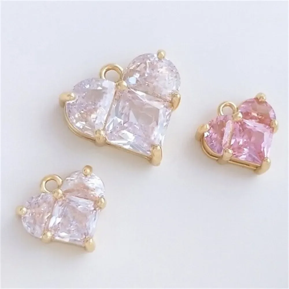Inlaid Square Zirconia Semi-circular Zirconia 14K Gold Wrapped Peach Heart Pendant Love Pendant DIY Bracelet Earrings Jewelry
Inlaid Square Zirconia Semi-circular Zirconia 14K Gold Wrapped Peach Heart Pendant Love Pendant DIY Bracelet Earrings Jewelry