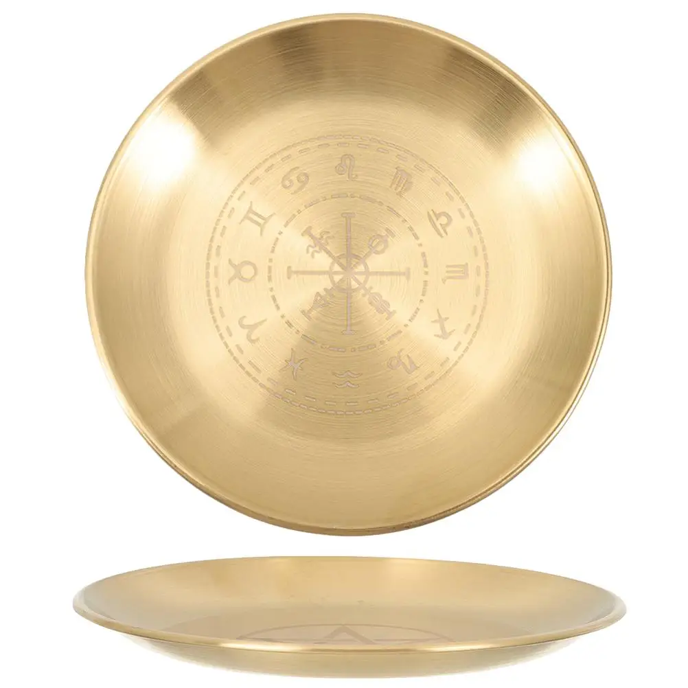 Pentacle Gold Plate Decorative Tray Round Metal Brass Jewelry Holder Dish Altar Practical Religious Storage
Pentacle Gold Plate Decorative Tray Round Metal Brass Jewelry Holder Dish Altar Practical Religious Storage