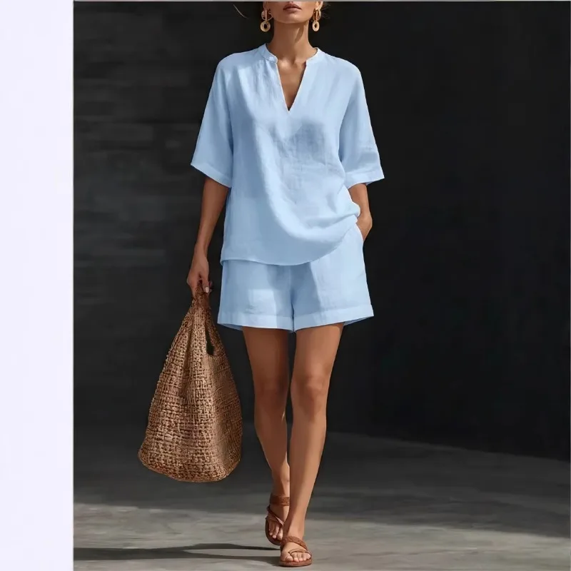 Women's Linen Blend 2 Piece Set Loose V Neck Short Sleeve Top and Shorts Summer Casual Outfit
Women's Linen Blend 2 Piece Set Loose V Neck Short Sleeve Top and Shorts Summer Casual Outfit