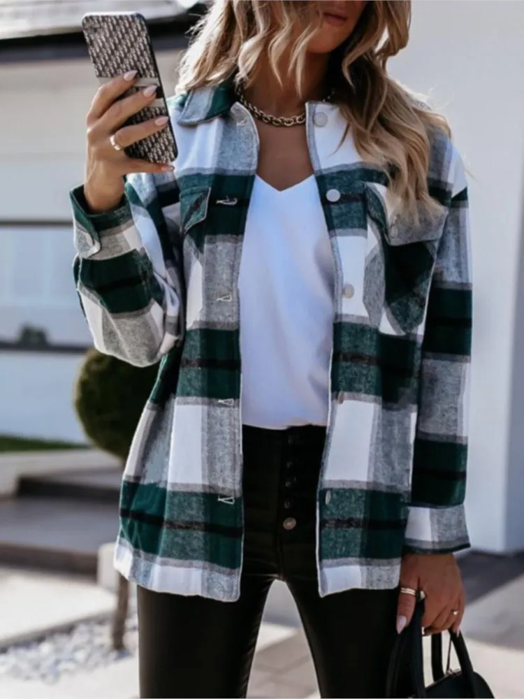 Women's Plaid Shirt Coat Fashion Loose Long Sleeve Button Top Shirts Coat For Women Spring And Autumn New Womens Clothing 2025
Women's Plaid Shirt Coat Fashion Loose Long Sleeve Button Top Shirts Coat For Women Spring And Autumn New Womens Clothing 2025