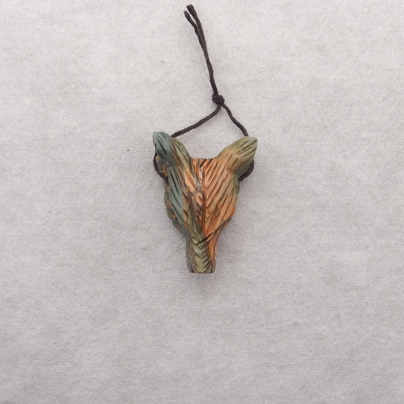 Multi-Color Picasso Jasper Wolf Head Pendant Bead 34x25x12mm 9.7g Natural Stone Carving for Fashion Handmade Jewelry Accessories
Multi-Color Picasso Jasper Wolf Head Pendant Bead 34x25x12mm 9.7g Natural Stone Carving for Fashion Handmade Jewelry Accessories
