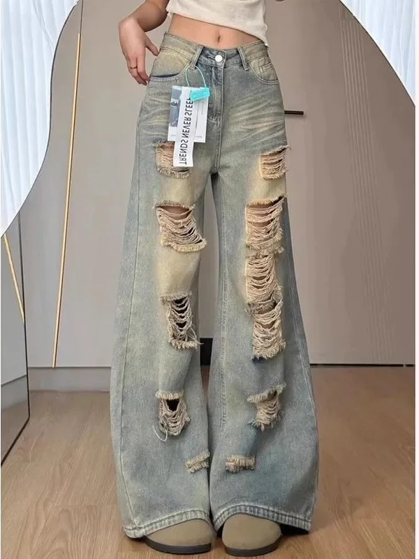 High Waist Wide Leg Denim Jeans Women's Loose Fit Large Size Faded Straight Leg Floor-Length Pants Spring Autumn New Sle
High Waist Wide Leg Denim Jeans Women's Loose Fit Large Size Faded Straight Leg Floor-Length Pants Spring Autumn New Sle
