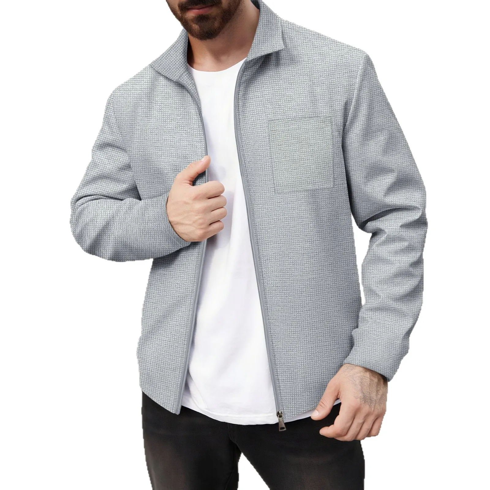 Men's Spring And Autumn 2025 Youth Waffle Pocket Lapel Slimming Business Jacket Zipper Cardigan Men's Lapel Jacket Coat
Men's Spring And Autumn 2025 Youth Waffle Pocket Lapel Slimming Business Jacket Zipper Cardigan Men's Lapel Jacket Coat