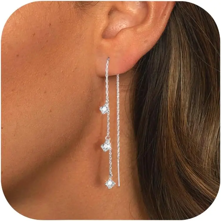 Women's Silver Earrings, Dangle Earring, Long, Classic Shiny, Post in
Women's Silver Earrings, Dangle Earring, Long, Classic Shiny, Post in