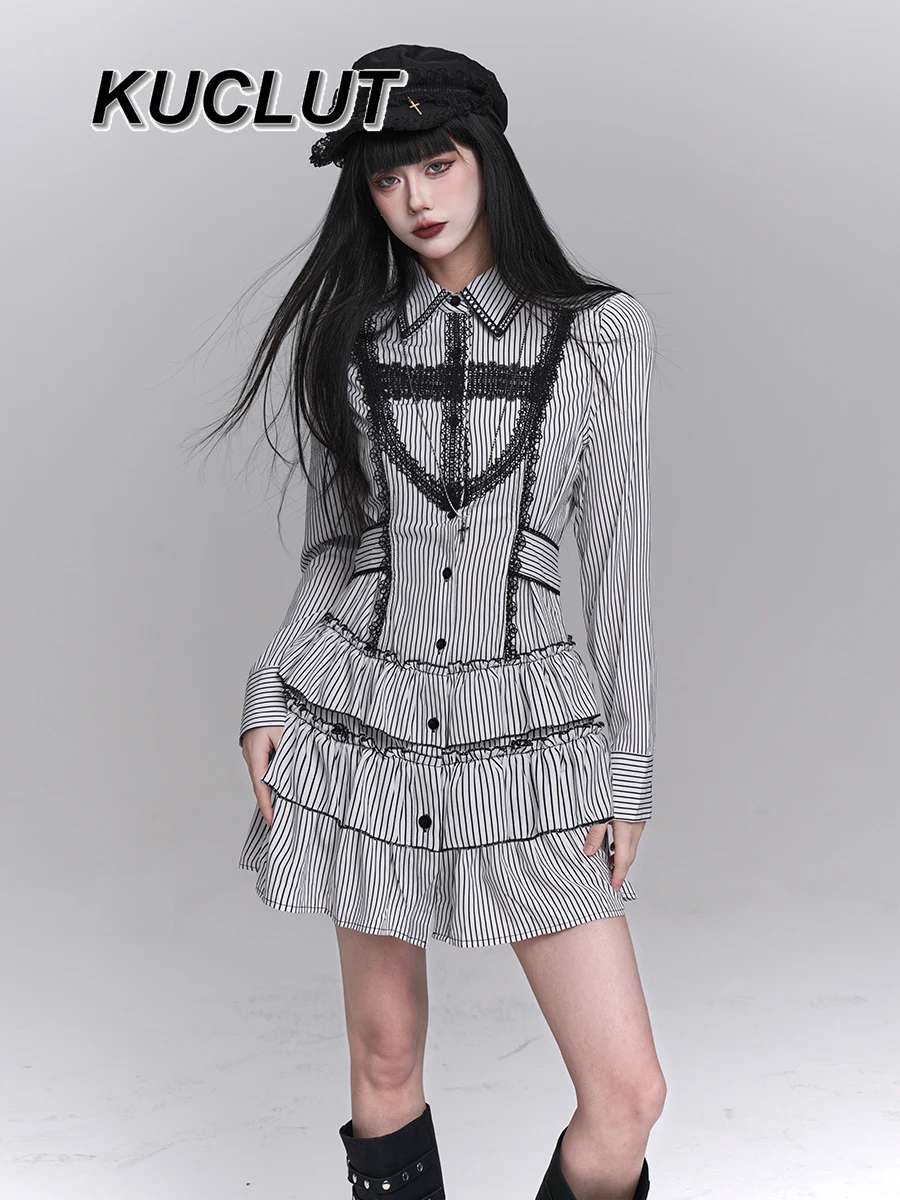 Girl Gothic Striped Shirt Dress 2025 New Spring and Autumn Wear Subculture Y2k Fashion Casual Long Sleeve Dress for Women
Girl Gothic Striped Shirt Dress 2025 New Spring and Autumn Wear Subculture Y2k Fashion Casual Long Sleeve Dress for Women