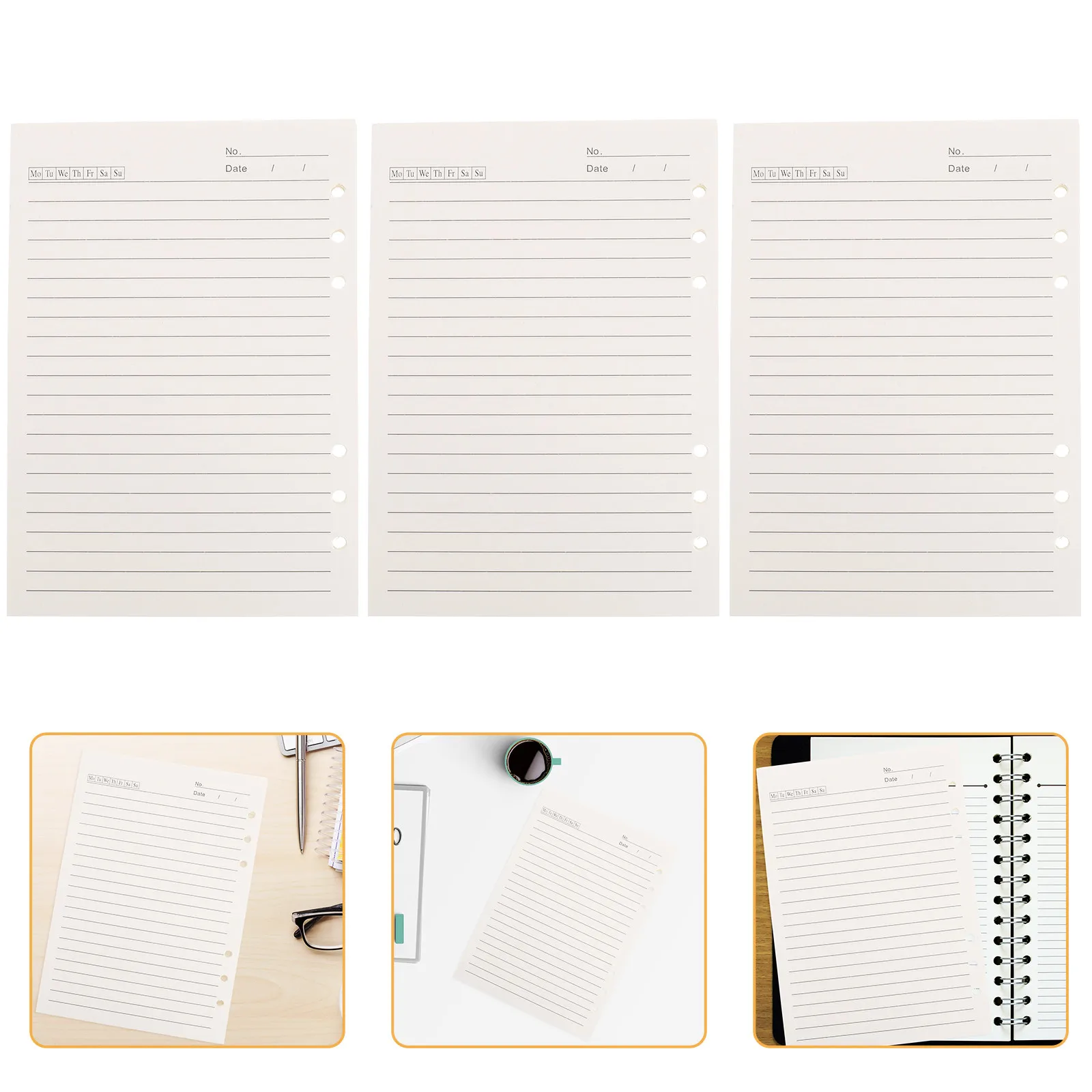 5Pcs A5 Refill Paper 6-Hole Loose-Leaf Replacement Thickness Smooth Surface Clear Print Lines Fits Most A5 6-Ring
5Pcs A5 Refill Paper 6-Hole Loose-Leaf Replacement Thickness Smooth Surface Clear Print Lines Fits Most A5 6-Ring