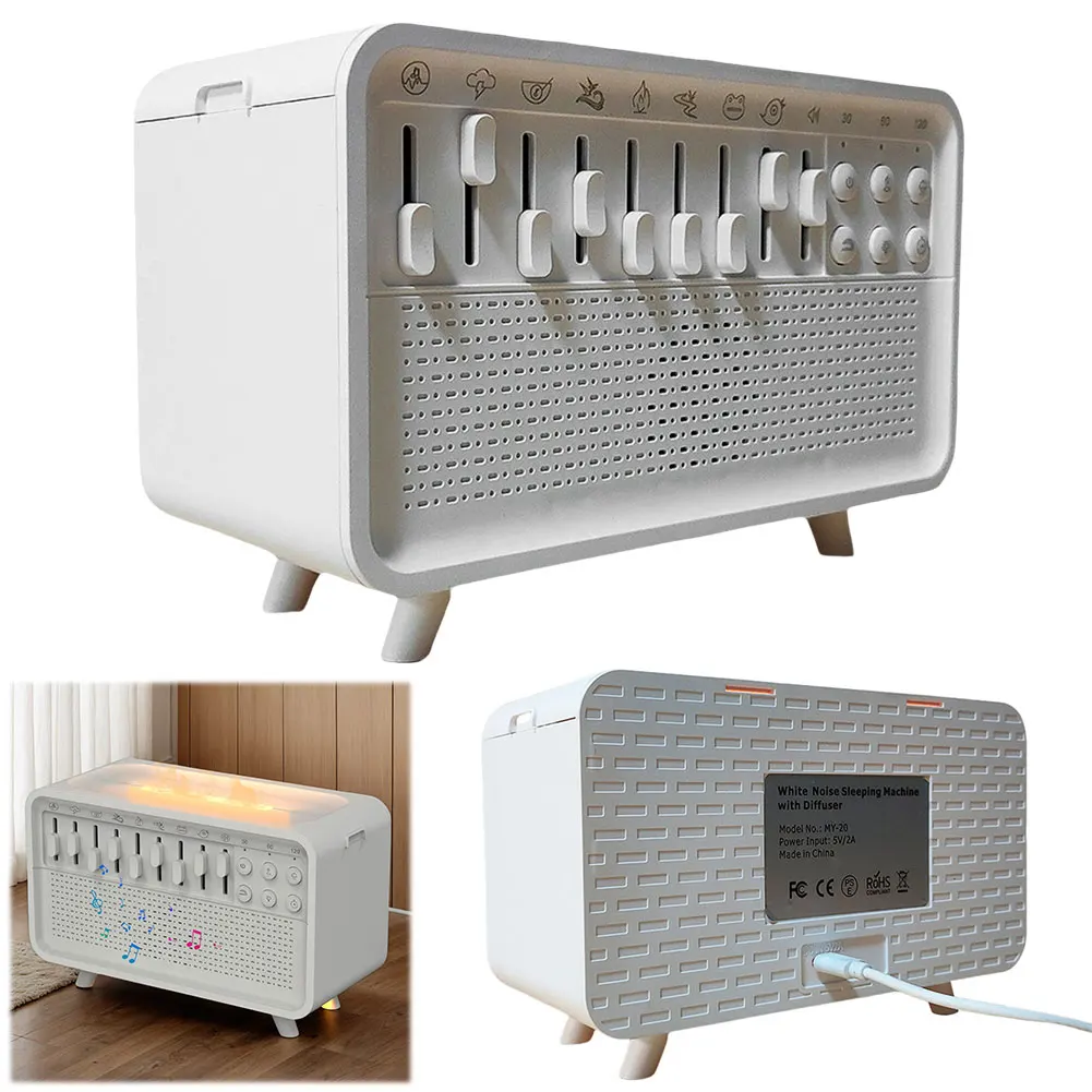 White Noise Machine Flame Air Diffuser Humidifier with 8 Nature Sounds Night Light BT Speaker Essential Oil Diffuser for Bedroom
White Noise Machine Flame Air Diffuser Humidifier with 8 Nature Sounds Night Light BT Speaker Essential Oil Diffuser for Bedroom