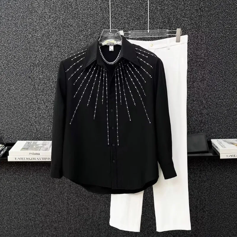 Black Long-sleeved Shirt for Men's Export Featuring A High-end Niche and Diamond-encrusted Design New Trend and Versatile Shirt
Black Long-sleeved Shirt for Men's Export Featuring A High-end Niche and Diamond-encrusted Design New Trend and Versatile Shirt