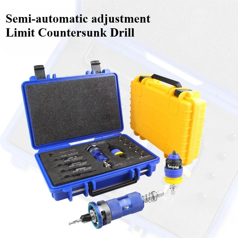 Limit Countersunk Drill Semi-automatic Depth Adjustment Easy Disassembly and Installation of Screw Hole Thread Cone Drill Set
Limit Countersunk Drill Semi-automatic Depth Adjustment Easy Disassembly and Installation of Screw Hole Thread Cone Drill Set