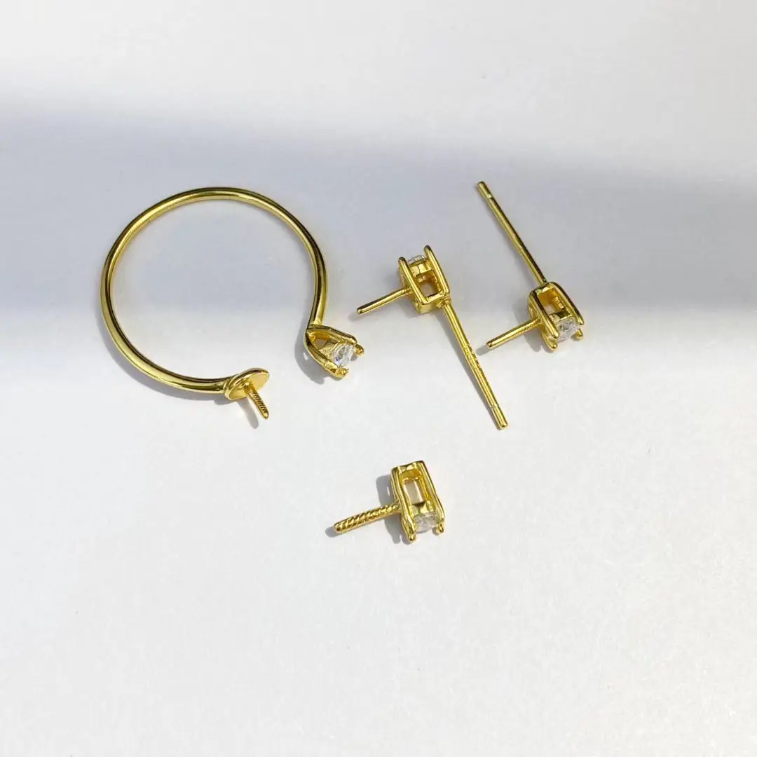 S925 Sterling Silver Pendant Earrings Ring Mountings Findings Base Jewelry Set Mounts Settings Parts for 8-9mm Pearls Beads
S925 Sterling Silver Pendant Earrings Ring Mountings Findings Base Jewelry Set Mounts Settings Parts for 8-9mm Pearls Beads