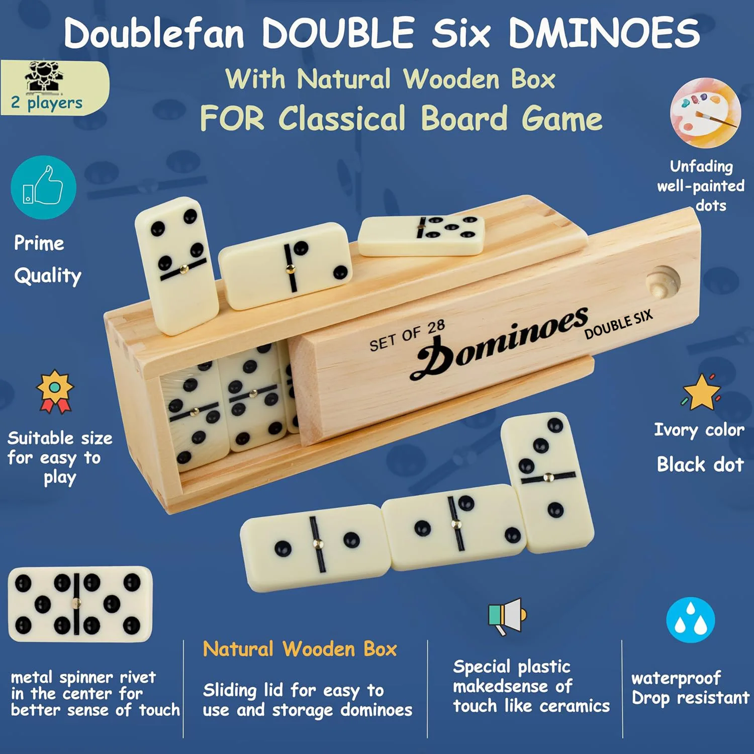 Cross-border Exclusive Supply of Ivory Double Six Dominoes Set Wooden Box Adult Leisure Family Educational Toys
Cross-border Exclusive Supply of Ivory Double Six Dominoes Set Wooden Box Adult Leisure Family Educational Toys