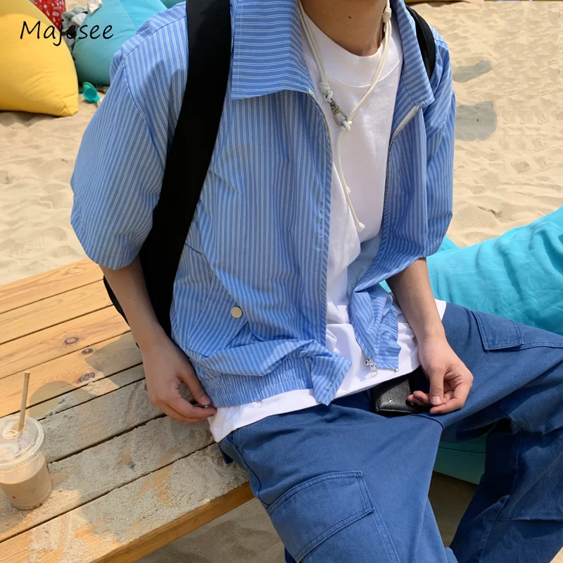 Striped Shirts Men High Street Beach Summer American Style Retro Loose Half Sleeve Tops Hip Hop Popular Couples Outerwear Cozy
Striped Shirts Men High Street Beach Summer American Style Retro Loose Half Sleeve Tops Hip Hop Popular Couples Outerwear Cozy