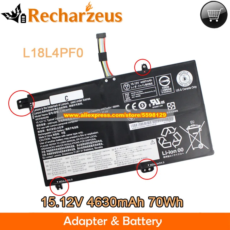 Genuine L18L4PF0 Laptop Battery 15.12V 4630mAh 70Wh for Lenovo Ideapad S540-15IWL S540-14API-81NH002YGE 81SW0015GE 81NE 81SW
Genuine L18L4PF0 Laptop Battery 15.12V 4630mAh 70Wh for Lenovo Ideapad S540-15IWL S540-14API-81NH002YGE 81SW0015GE 81NE 81SW