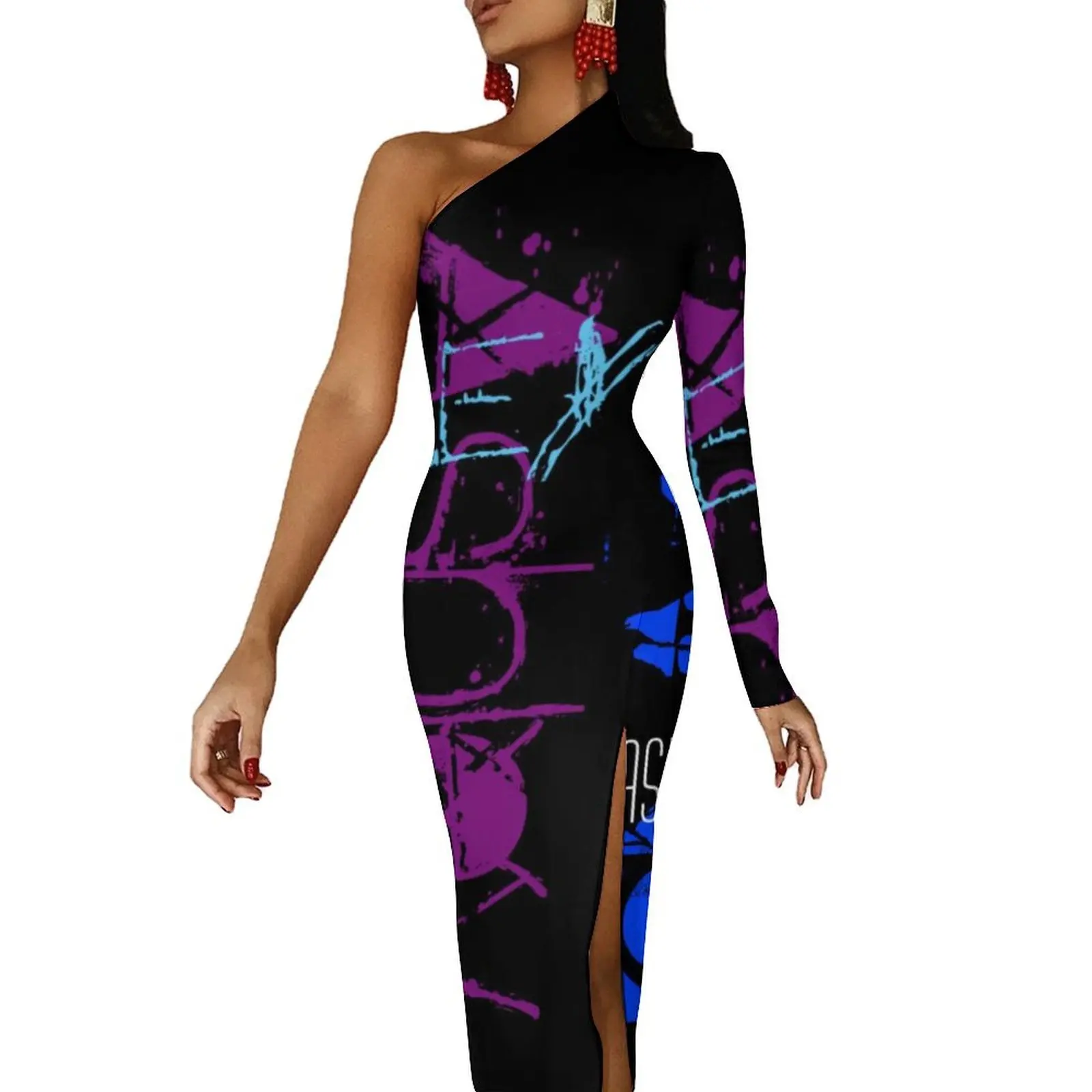 Word Graffiti Print Bodycon Dress Spring Letters HWC Modern High Slit Long Dresses One Shoulder Design Street Wear Dress
Word Graffiti Print Bodycon Dress Spring Letters HWC Modern High Slit Long Dresses One Shoulder Design Street Wear Dress