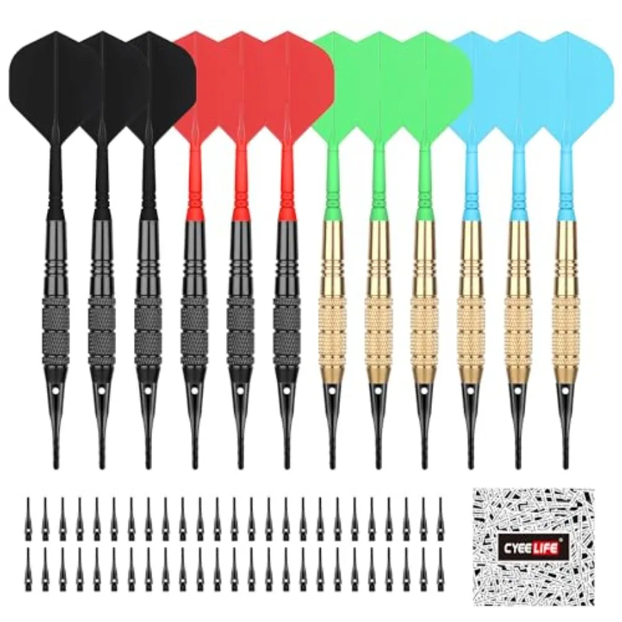 Darts Plastic Tip, Soft Tip Darts Set, 12 Pcs 18 Gram with 50 Extra Dart Tips for Electronic Dartboard
Darts Plastic Tip, Soft Tip Darts Set, 12 Pcs 18 Gram with 50 Extra Dart Tips for Electronic Dartboard