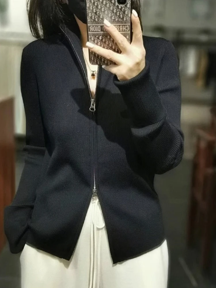 Длинный вязаный кардиган с двойной молнией све, шерстяной ранний осенний модный универсальный отложной воротник, топ Ele, женская одежда
Длинный вязаный кардиган с двойной молнией све, шерстяной ранний осенний модный универсальный отложной воротник, топ Ele, женская одежда