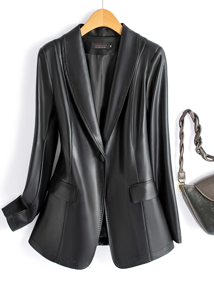 Spring 2026 Women's Short Leather Jacket Black Slim Fit Suit Collar Coat Waist Cinched Genuine Leather New Arrival from Haifeng
Spring 2026 Women's Short Leather Jacket Black Slim Fit Suit Collar Coat Waist Cinched Genuine Leather New Arrival from Haifeng