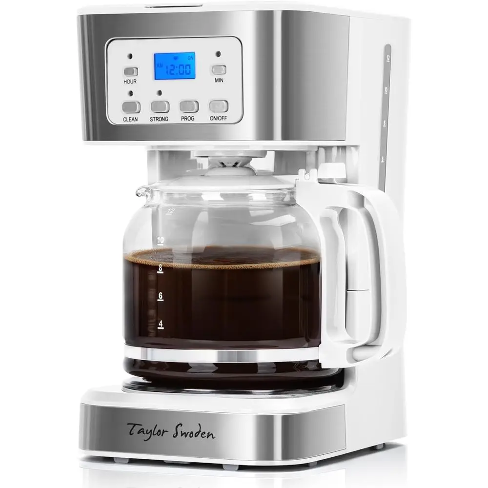 10-Cup Programmable Coffee Maker, Brew Regular or Strong Coffee, Glass Carafe, Pause and Serve, Auto-Off, White & Stainless Stee
10-Cup Programmable Coffee Maker, Brew Regular or Strong Coffee, Glass Carafe, Pause and Serve, Auto-Off, White & Stainless Stee