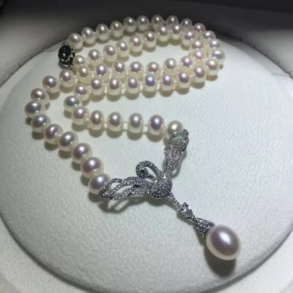 New Design/Necklace AAAA8-9mm Natural Pearl Necklace 16in * 18in+9-10mm Pendant Necklace 925s-
New Design/Necklace AAAA8-9mm Natural Pearl Necklace 16in * 18in+9-10mm Pendant Necklace 925s-