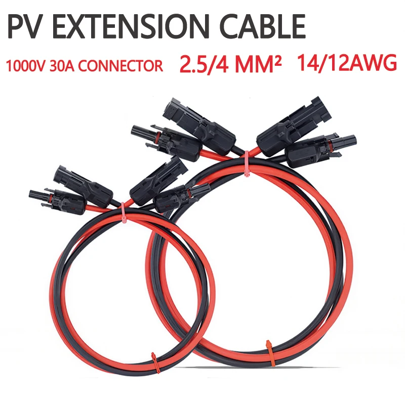 1 Pair Solar Panel Extension Cable PV1-F 4/2.5 mm² 10/12AWG Aluminum Alloy Solar PV Connectors 1/3/5m for Photovoltaic System
1 Pair Solar Panel Extension Cable PV1-F 4/2.5 mm² 10/12AWG Aluminum Alloy Solar PV Connectors 1/3/5m for Photovoltaic System