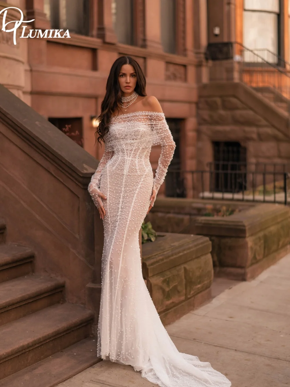 Luxury Pearl Beaded Sheer Wedding Dress Glamorous Off The Shoulder Long Sleeve Corset Bridal Gown Customized Vestido De Novia
Luxury Pearl Beaded Sheer Wedding Dress Glamorous Off The Shoulder Long Sleeve Corset Bridal Gown Customized Vestido De Novia
