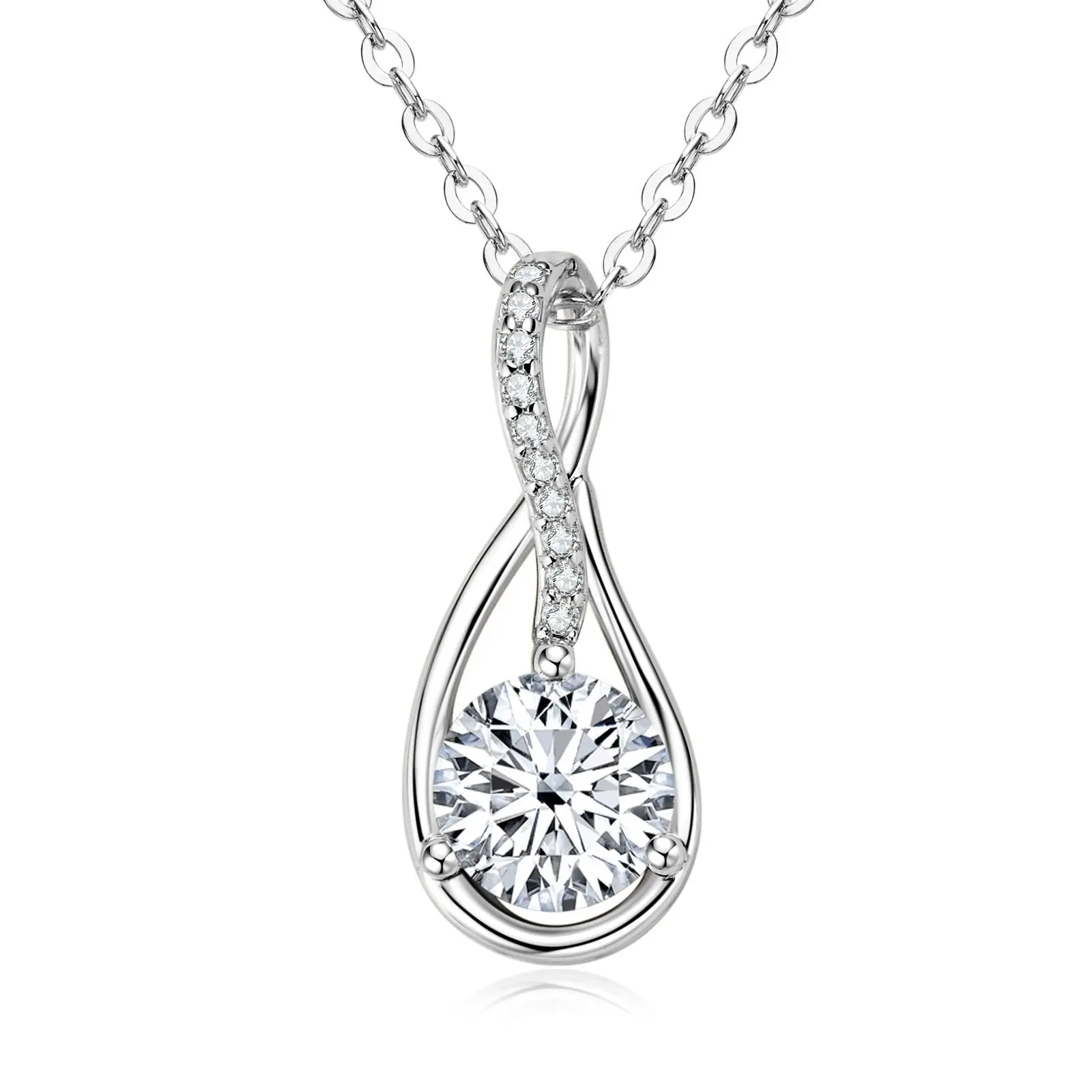 925 Sterling Silver Infinity Twist Teardrop Halo Pendant Necklace Round Cut D VVS1 Multi Color Moissanite Fine Jewelry For Women
925 Sterling Silver Infinity Twist Teardrop Halo Pendant Necklace Round Cut D VVS1 Multi Color Moissanite Fine Jewelry For Women