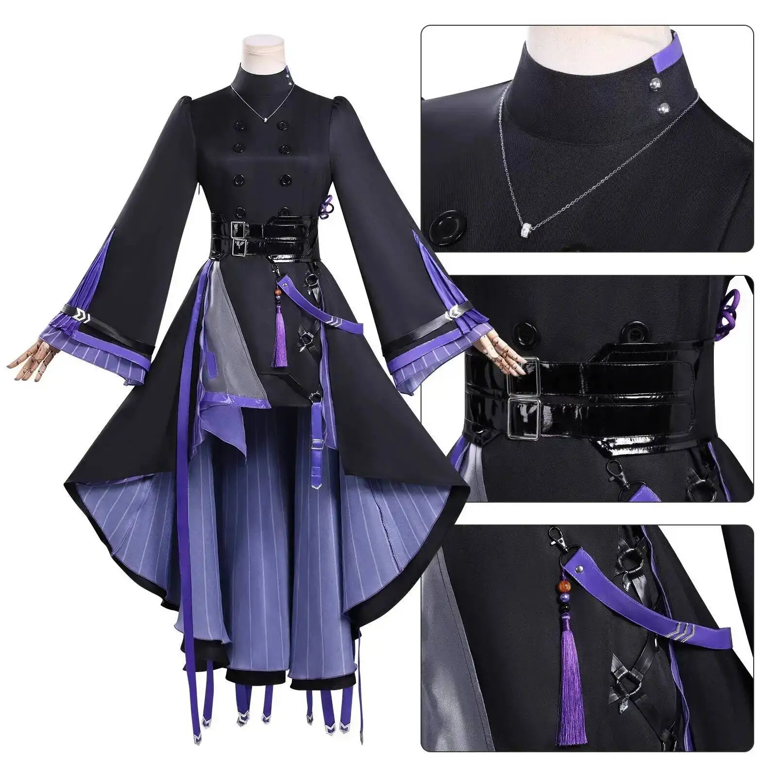 Arknights Lin Yuxia Cosplay Costume Black Purple Dress with Necklace for Women Halloween Party Elegant Uniform
Arknights Lin Yuxia Cosplay Costume Black Purple Dress with Necklace for Women Halloween Party Elegant Uniform