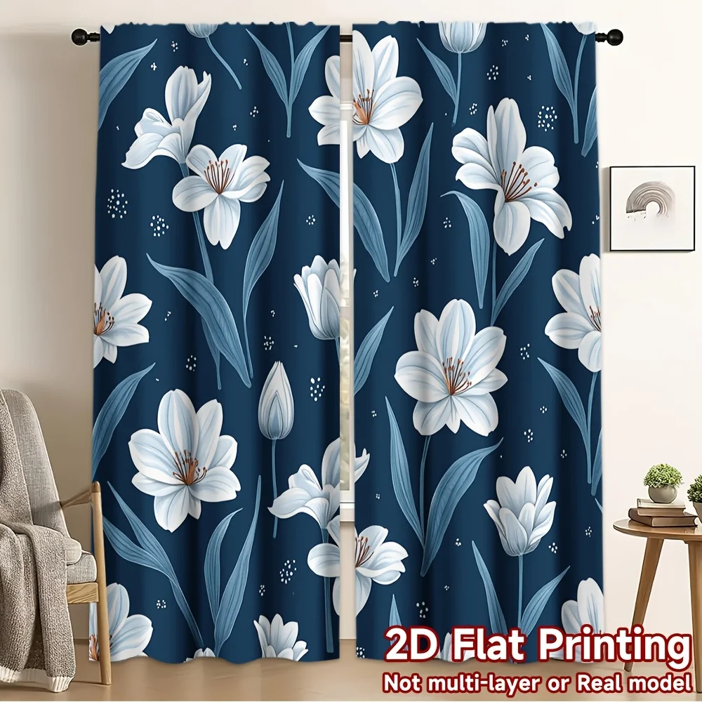 Комплект из 2 штор с синим цветочным узором и лилиями, полиэстер, светопропускающие, для спальни и гостиной, с узором белых лилий, домашний декор, быстрая установка
Комплект из 2 штор с синим цветочным узором и лилиями, полиэстер, светопропускающие, для спальни и гостиной, с узором белых лилий, домашний декор, быстрая установка