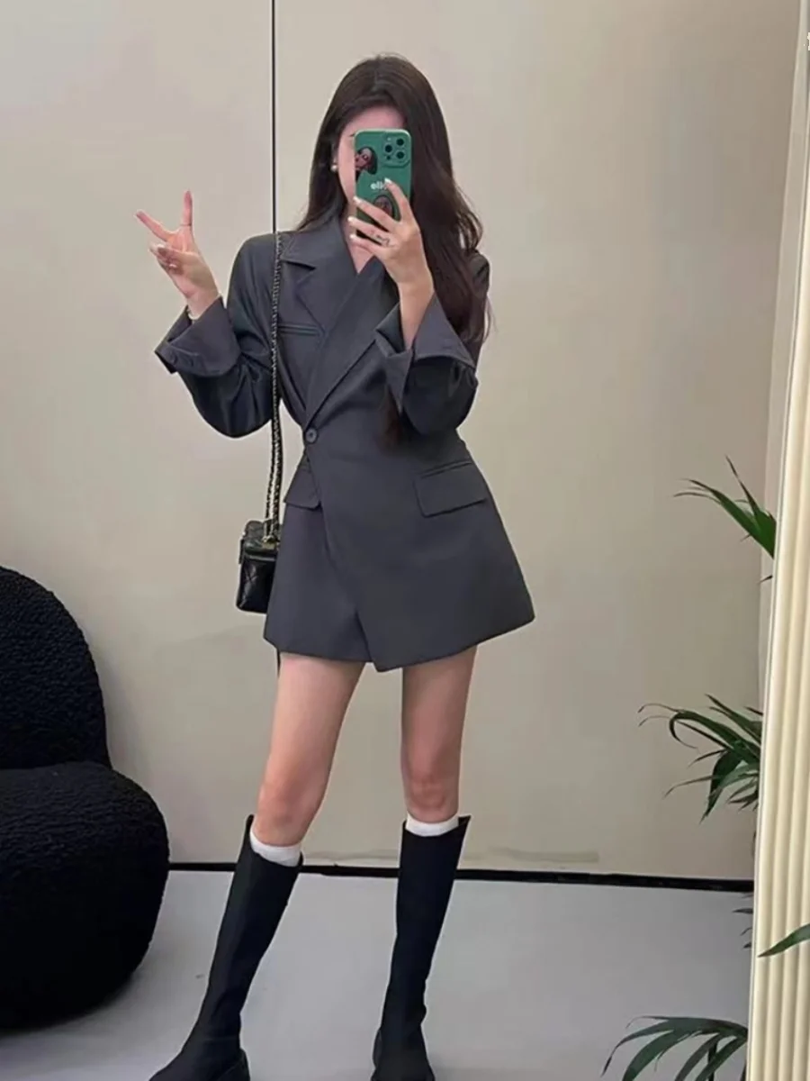 Ele Bla Asymmetric Women's Suit Jaet Autumn Winter New Sle Casual Loose Fit Bright Tead Faionable Vintage Coat
Ele Bla Asymmetric Women's Suit Jaet Autumn Winter New Sle Casual Loose Fit Bright Tead Faionable Vintage Coat