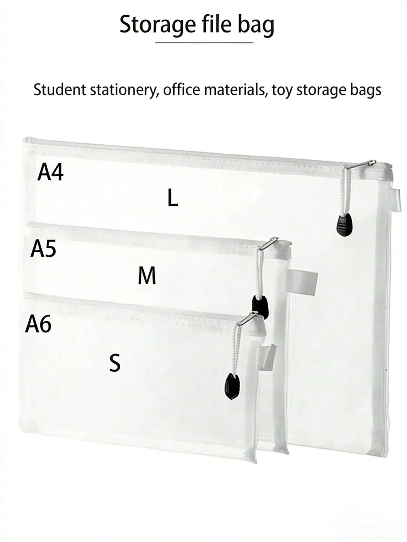 1 Transparent File Bag, Available In Three Sizes: A4/A5/A6. Each Pack Contains 1 Bag. There Are Three Sizes: Small, Medium, And Large. Zippered File Bag, Puzzle Toy Storage Bag, Pencil Case, Folder, Office Supplies Storage Bag, Gift Bag, School Supplies,
1 Transparent File Bag, Available In Three Sizes: A4/A5/A6. Each Pack Contains 1 Bag. There Are Three Sizes: Small, Medium, And Large. Zippered File Bag, Puzzle Toy Storage Bag, Pencil Case, Folder, Office Supplies Storage Bag, Gift Bag, School Supplies,