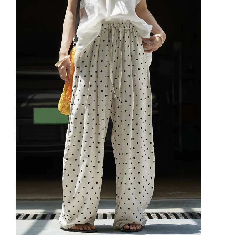 Женские летние повседневные льняные брюки с высокой талией и принтом в горошек, широкие штаны, модная женская одежда, коллекция 2026
Женские летние повседневные льняные брюки с высокой талией и принтом в горошек, широкие штаны, модная женская одежда, коллекция 2026