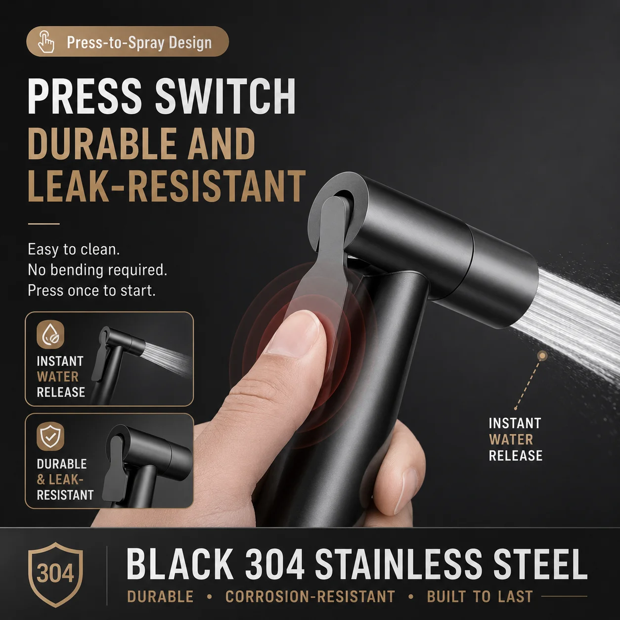 304 Stainless Steel Bidet Sprayer High Pressure Handheld Toilet Shattaf Spray Gun for Bathroom Pet Wash G1/2
304 Stainless Steel Bidet Sprayer High Pressure Handheld Toilet Shattaf Spray Gun for Bathroom Pet Wash G1/2