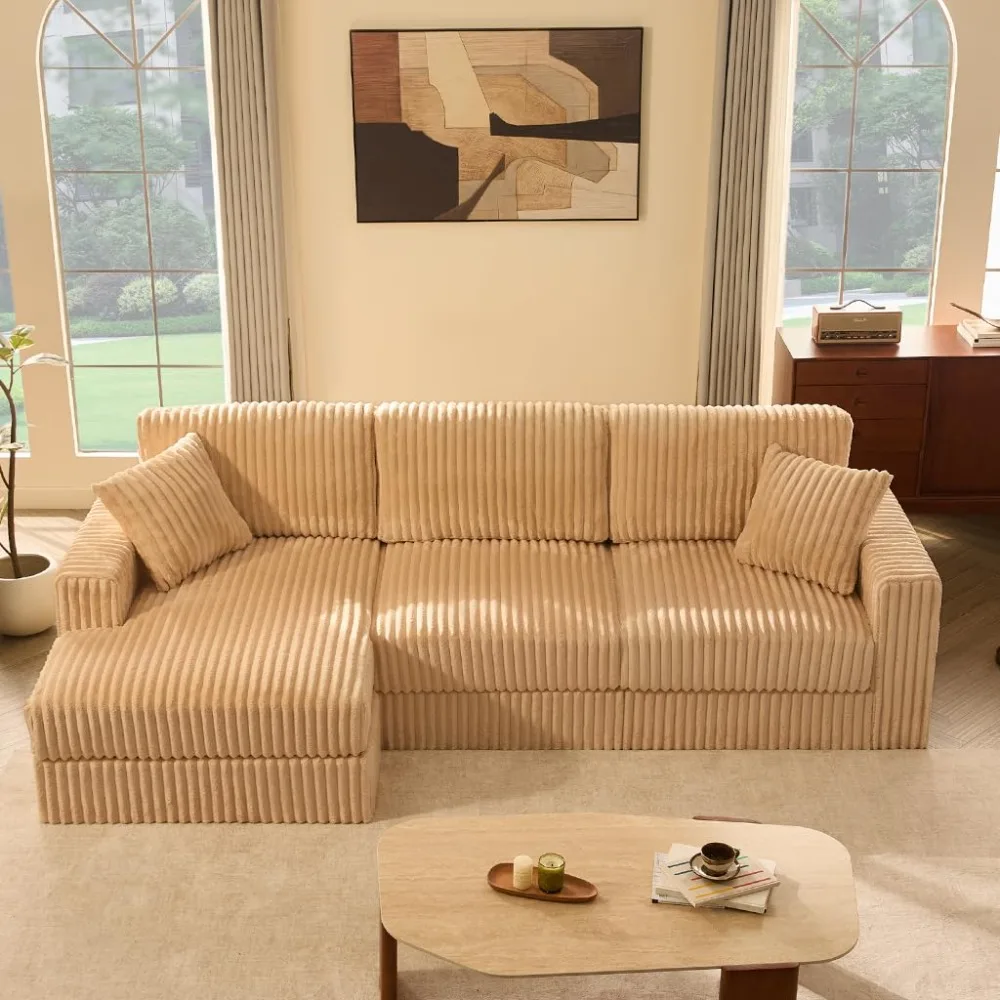 113" L-Shaped Couch (Not Boneless), 3-Seater Modular Sectional Couch, Queen Sofa with Corduroy, Customized
113" L-Shaped Couch (Not Boneless), 3-Seater Modular Sectional Couch, Queen Sofa with Corduroy, Customized