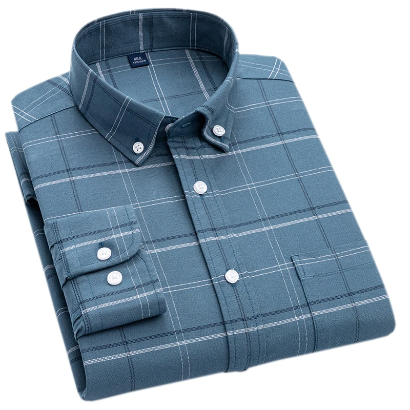 100% Cotton Oxford Men Casual Shirt Long Sleeve Plaid Shirt for Man Fashion Blue Checkered Male Clothing Solid Print Easy Care
100% Cotton Oxford Men Casual Shirt Long Sleeve Plaid Shirt for Man Fashion Blue Checkered Male Clothing Solid Print Easy Care