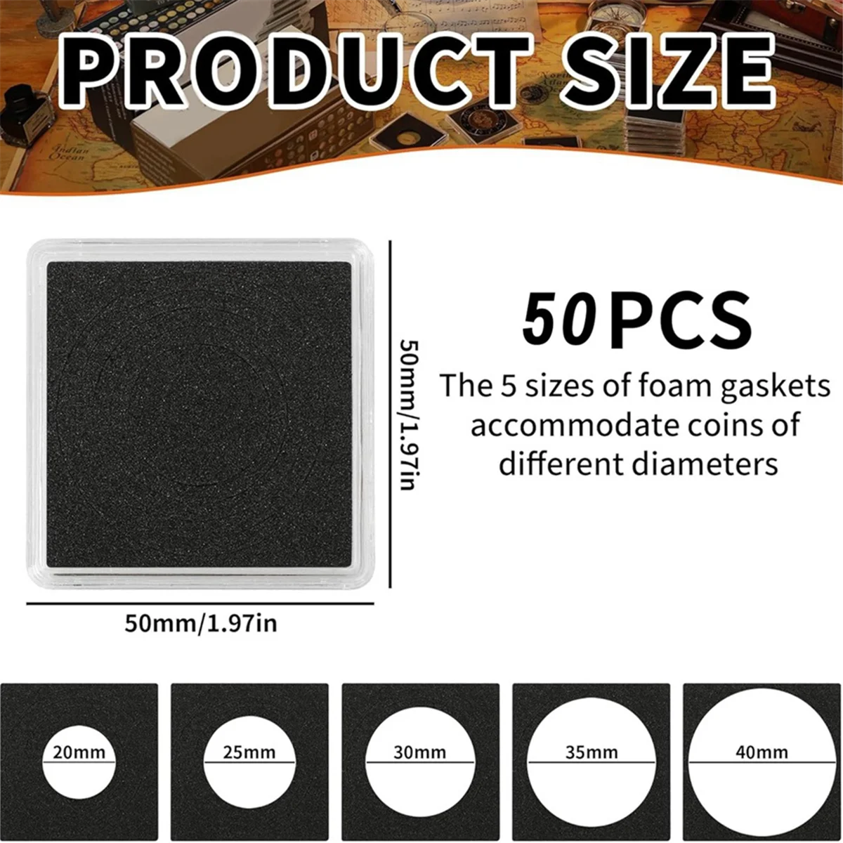 A72T 50 PCS Coin Capsules,Coin Snap Holders with 5 Sizes Black Gaskets 20/25/30/35/40mm, Clear Coin Cases for Coin Collection
A72T 50 PCS Coin Capsules,Coin Snap Holders with 5 Sizes Black Gaskets 20/25/30/35/40mm, Clear Coin Cases for Coin Collection