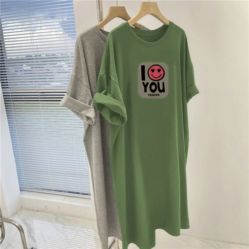 Summer Loose Casual Pullovers Dress, Women Clothing O-neck Short Sleeve Straight Dresses, Cartoon Printed Tunic
Summer Loose Casual Pullovers Dress, Women Clothing O-neck Short Sleeve Straight Dresses, Cartoon Printed Tunic