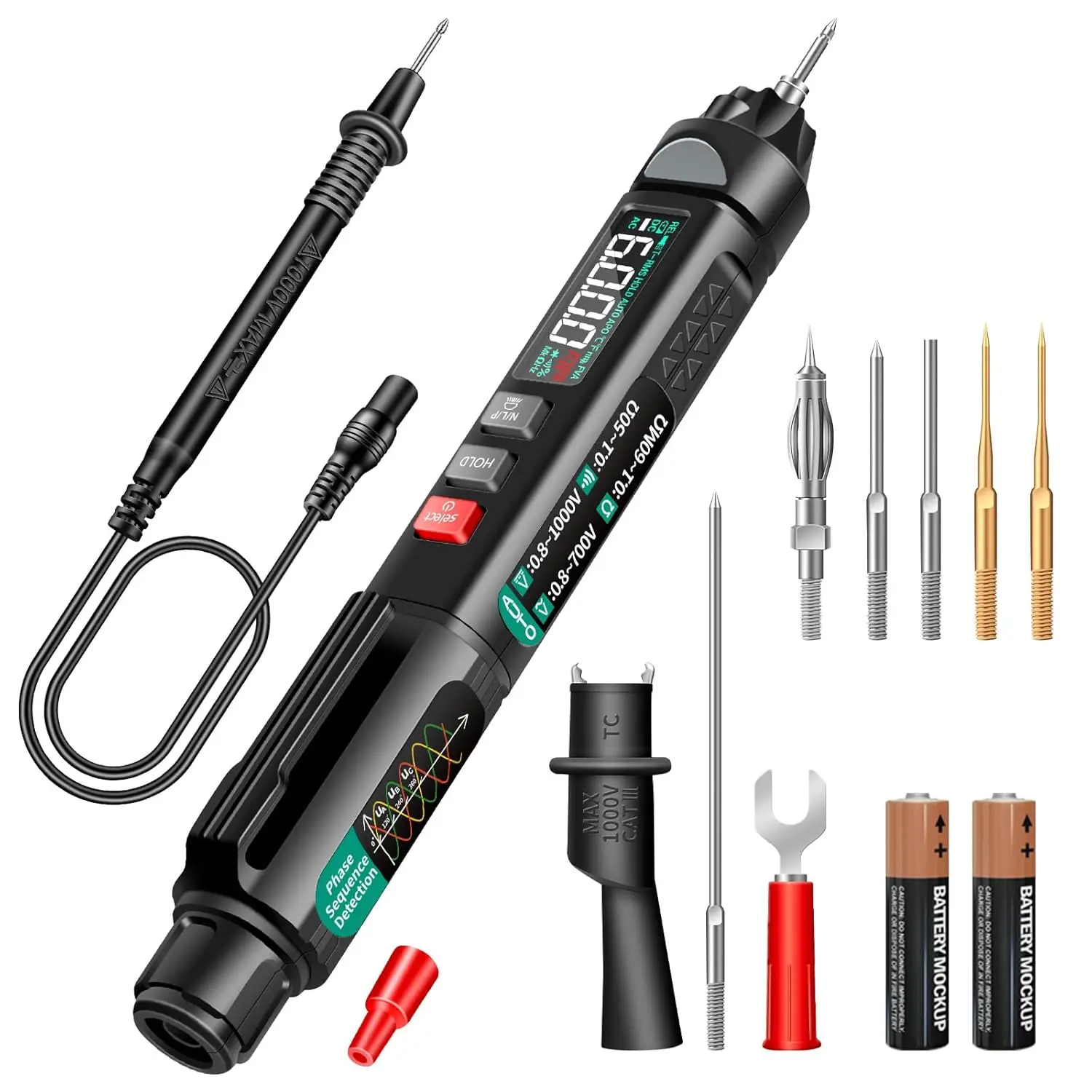 Intelligent Digital Multimeter Pen AC DC Voltage Tester 6000 Counts Non Contact
Intelligent Digital Multimeter Pen AC DC Voltage Tester 6000 Counts Non Contact