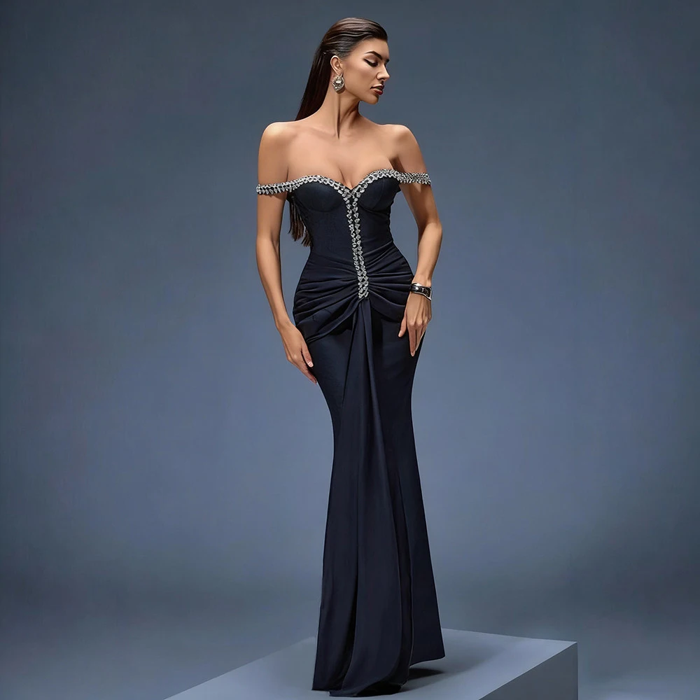 Elegant Women Diamond Patchwork Bandage Dress Off Shoulder Celebrity Party Evening Trumpet Dresses
Elegant Women Diamond Patchwork Bandage Dress Off Shoulder Celebrity Party Evening Trumpet Dresses