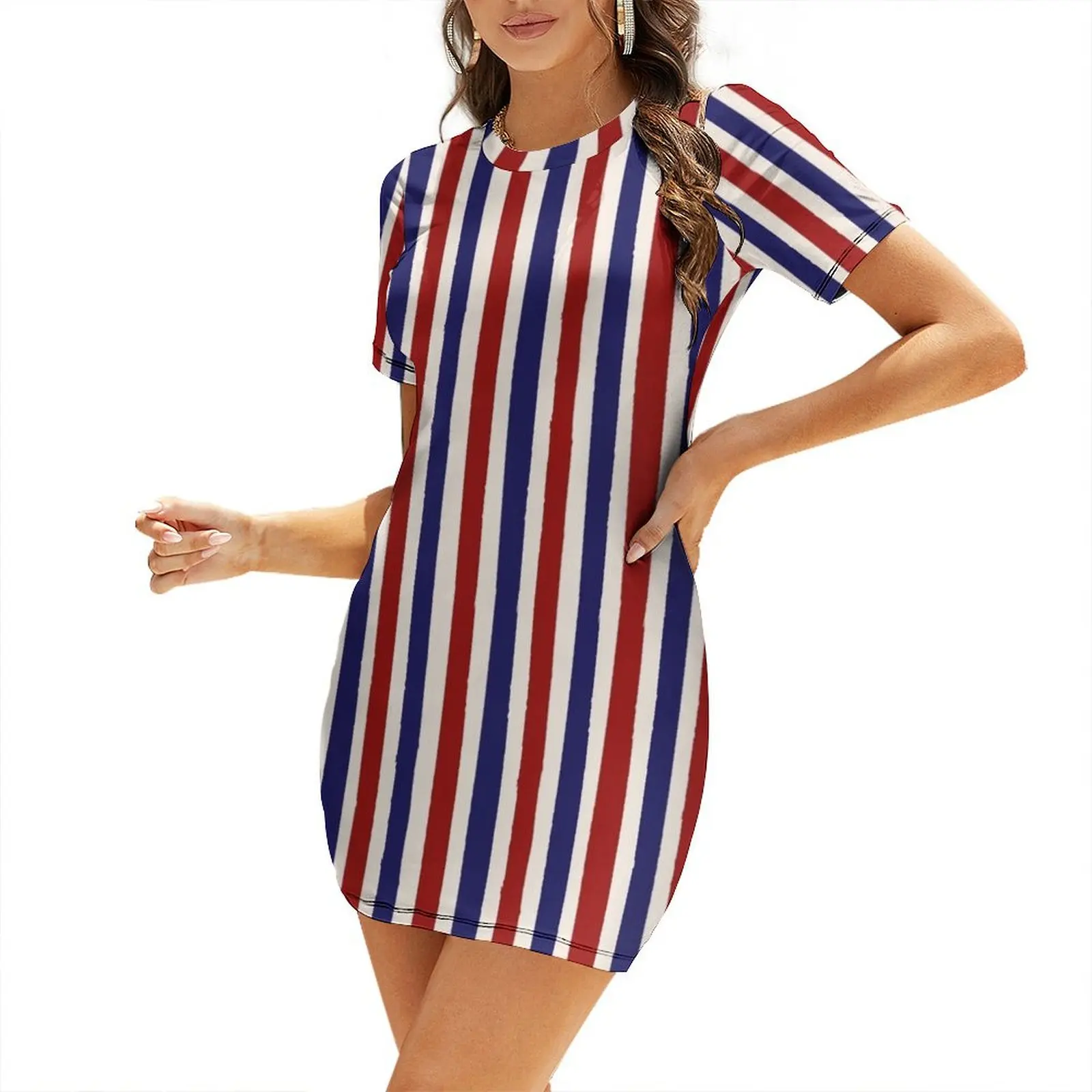 Red White And Blue Stripes Retro Short-Sleeved Dress women formal occasion dresses women's evening dresses Dress
Red White And Blue Stripes Retro Short-Sleeved Dress women formal occasion dresses women's evening dresses Dress