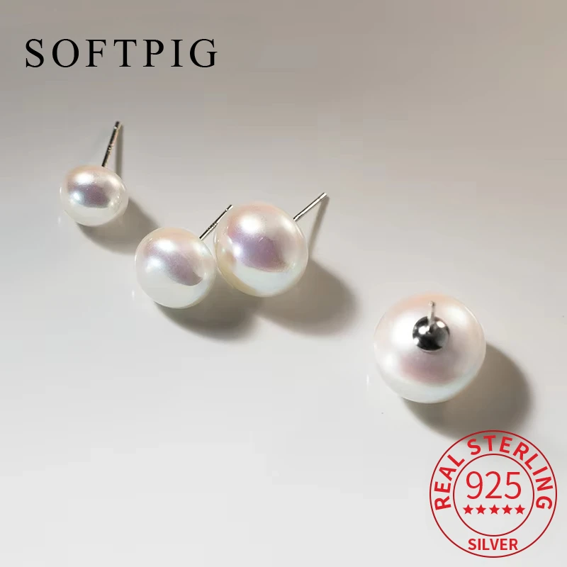 SOFTPIG Real 925 Sterling Silver 9/11/13/15mm Pearl Stud Earrings for Women Trendy Fine Jewelry Light Luxury Accessories
SOFTPIG Real 925 Sterling Silver 9/11/13/15mm Pearl Stud Earrings for Women Trendy Fine Jewelry Light Luxury Accessories