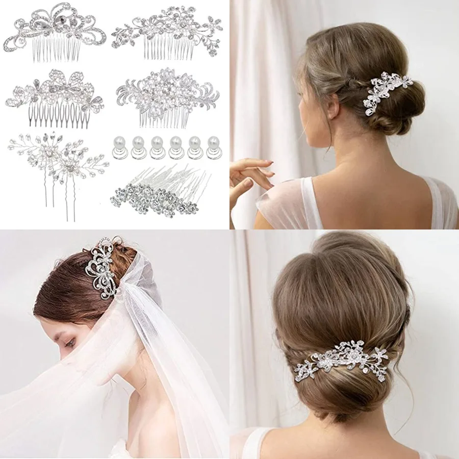 inSowni 32 Pack Silver Wedding Hair Side Combs+U-shaped Twist Bridal Hair Pins Pieces Accessories Rhinestone Pearls for Women G
inSowni 32 Pack Silver Wedding Hair Side Combs+U-shaped Twist Bridal Hair Pins Pieces Accessories Rhinestone Pearls for Women G