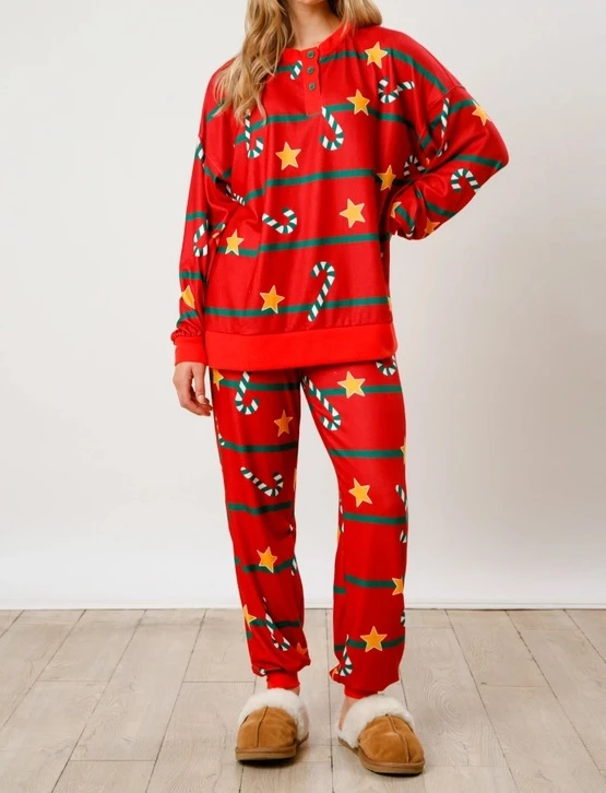 Women's Christmas Suits 2025 Autumn Winter Latest Christmas Print Button Long Sleeved Two-Piece Fashionable Casual Pants Set
Women's Christmas Suits 2025 Autumn Winter Latest Christmas Print Button Long Sleeved Two-Piece Fashionable Casual Pants Set